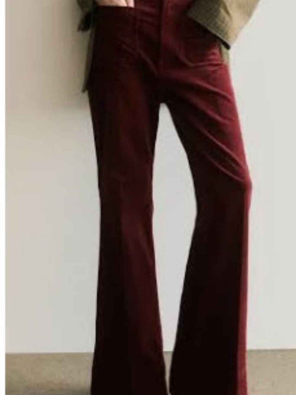 Express Burgundy Wine Corduroy High Rise Bell Flare Size 12 GUC